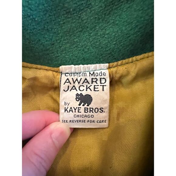 Award Jacket by Kaye Bros Varsity Jacket Men's Medium Green Wool Vintage Read - Picture 5 of 11